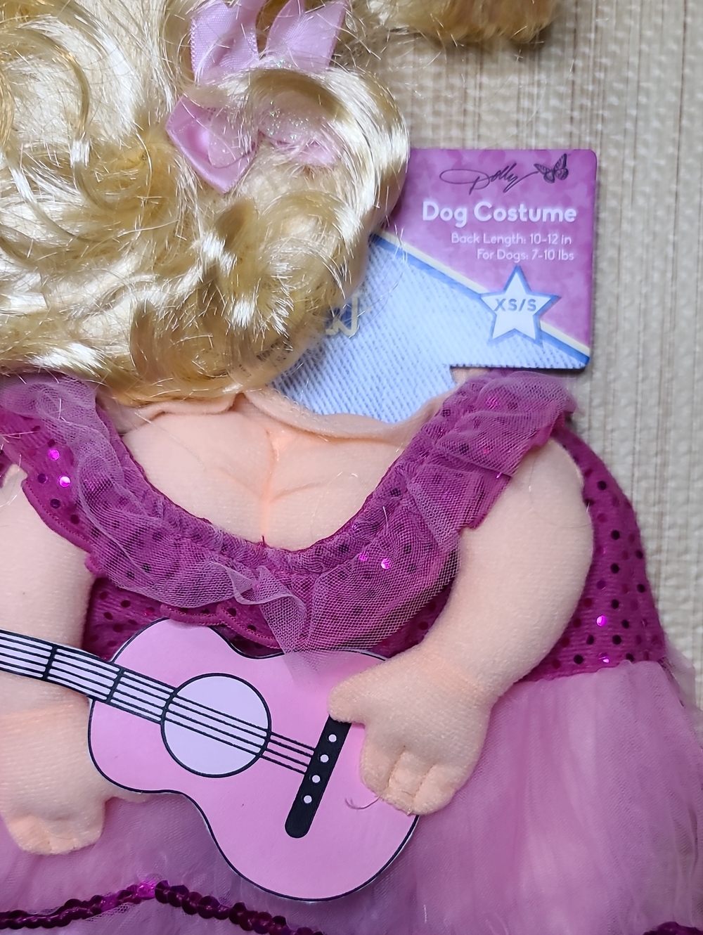 Dolly Parton Pink Pet Costume Dress with Guitar Xs/S  NWT